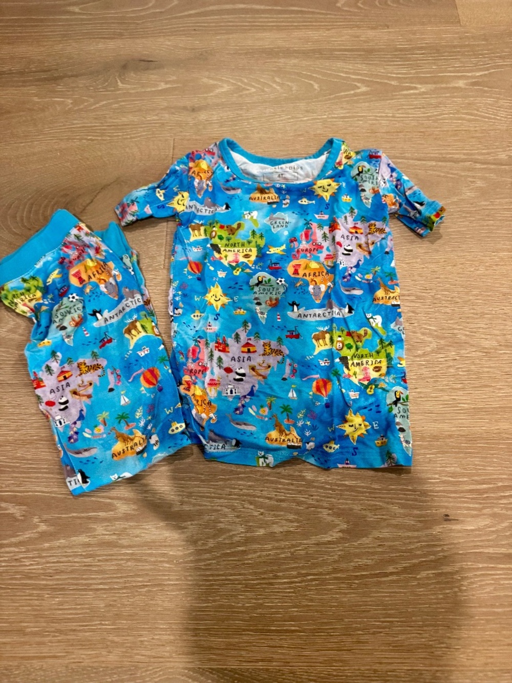 Little Sleepies 4T PJS-Map Print-EUC